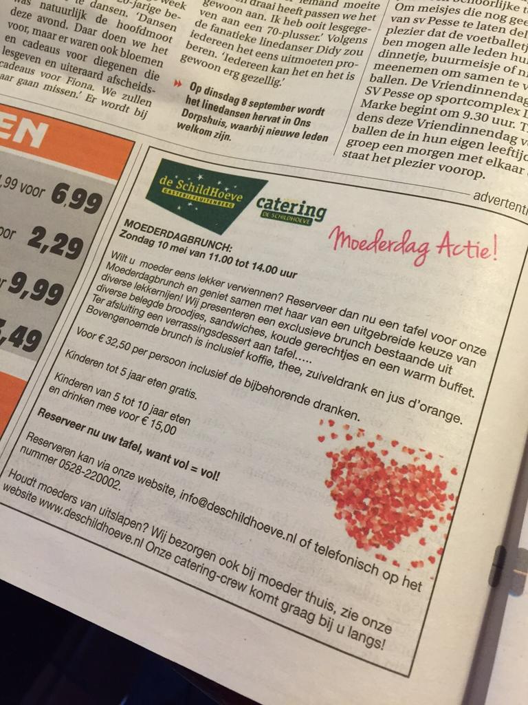 Nog niks voor moeder morgen? Er kan nog gereserveerd worden voor de Moederdag brunch! deschildhoeve.nl
