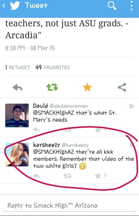 _vidalcardoso_'s tweet photo. Uh so i guess everyone at arcadia is a kkk memeber. And only one of those girls went to arcadia http://t.co/IUExkLyqL4