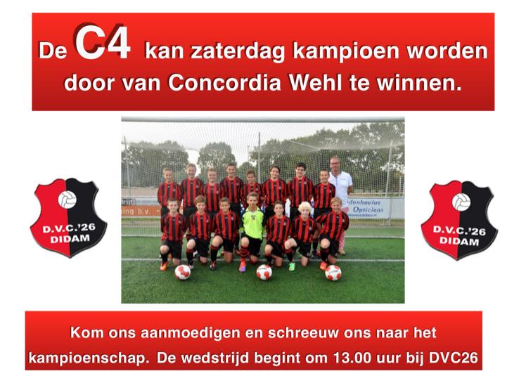 vvDVC26's tweet photo. Matchday voor #DVC26 C4. Vanmiddag om 13u de ontknoping van de competitie. #kampioenschap #hupdieroodzwarten http://t.co/YgmAepX87l