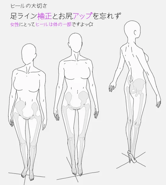 絵の仕事を目指してる方々がもツイト見てるようで知っていればお得な話したりしますです、ヒールの事ですけど、実際の女性のおしゃれ服はヒールをはく事を前提に作られたりもしますです、キャラデザの時もヒールを前提で作ったり、特に私★ 