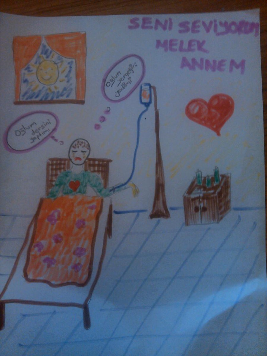 Annesi kanser olan minik bir öğrencimin #AnnelerGünü için yapmış olduğu resim..gözyaşlarımı tutamadım :(