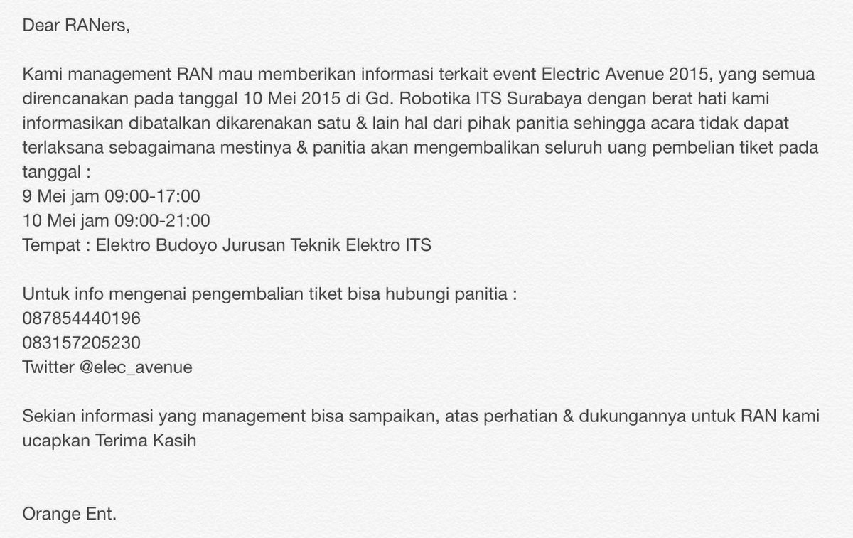 Info resmi event ITS @elec_avenue 2015 - Surabaya
<a href="/RANers_surabaya/">RANers Surabaya</a> <a href="/RANinfo/">RANers!</a> <a href="/OrangeEnt_id/">Orange Entertainment</a>