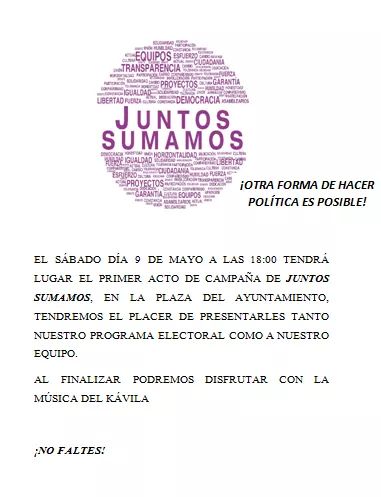 Podemosluisian's tweet photo. No faltes esta tarde http://t.co/vDEcdBguzu