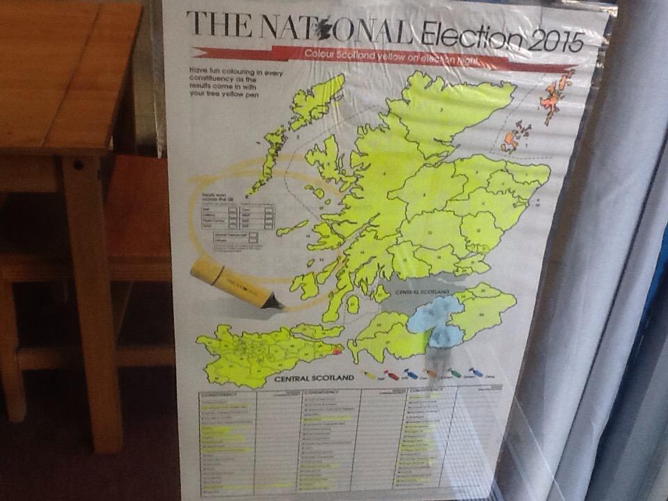 We finished that <a href="/ScotNational/">The National</a> map and it has pride of place on the Yes Hub door #SNP