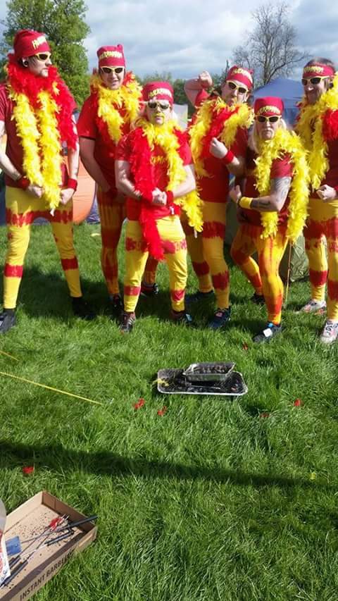emwhit83's tweet photo. @HulkHogan my fella also has a race today. .. him and his mates doing dirty weekend as an army of hogans #brother http://t.co/r0aREfIgdC