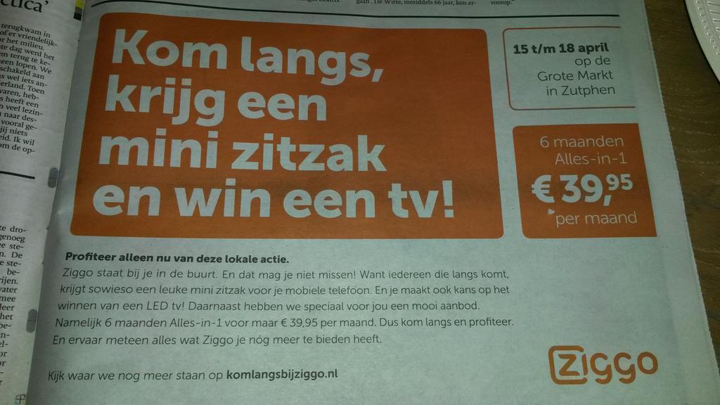 Ruim op tijd deze reclame #ziggo