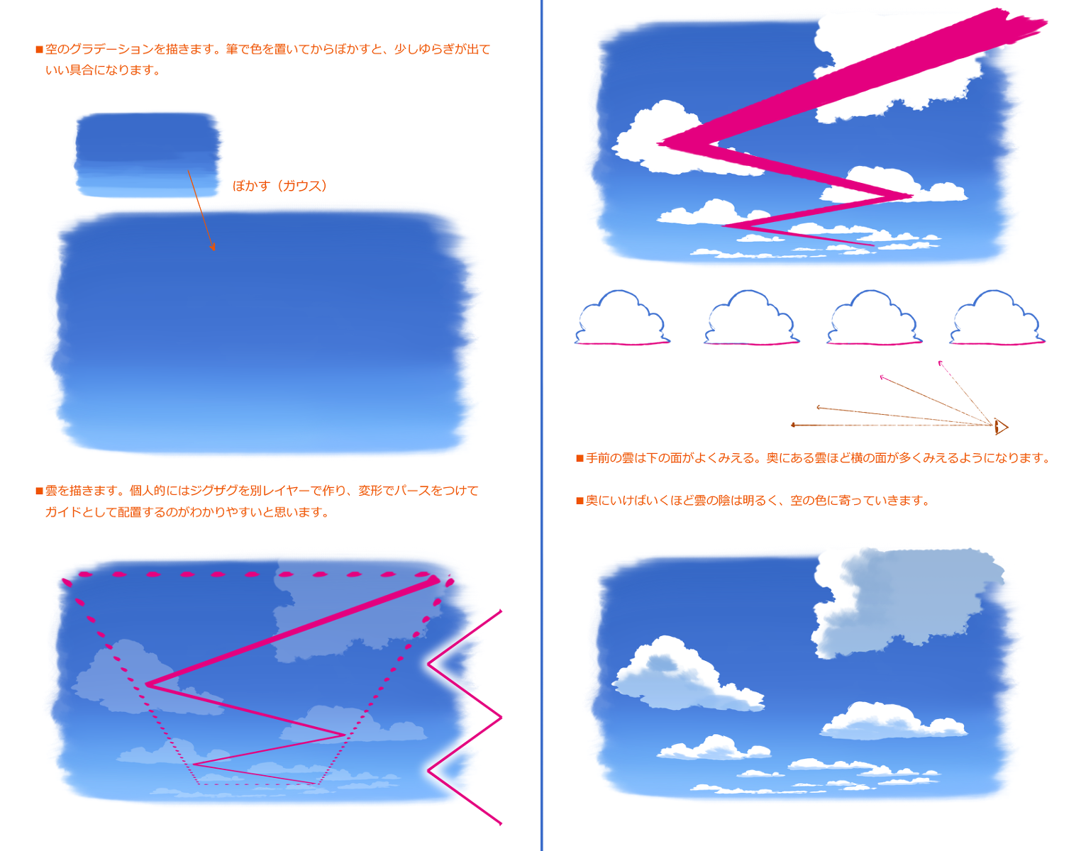 Mocha 浅草橋で個展 絵空百景 雲の描き方質問頂いたので以前のものですが のせておきます Pixiv Http T Co Cpzc0z1lu6 Http T Co 7hq1x1rors