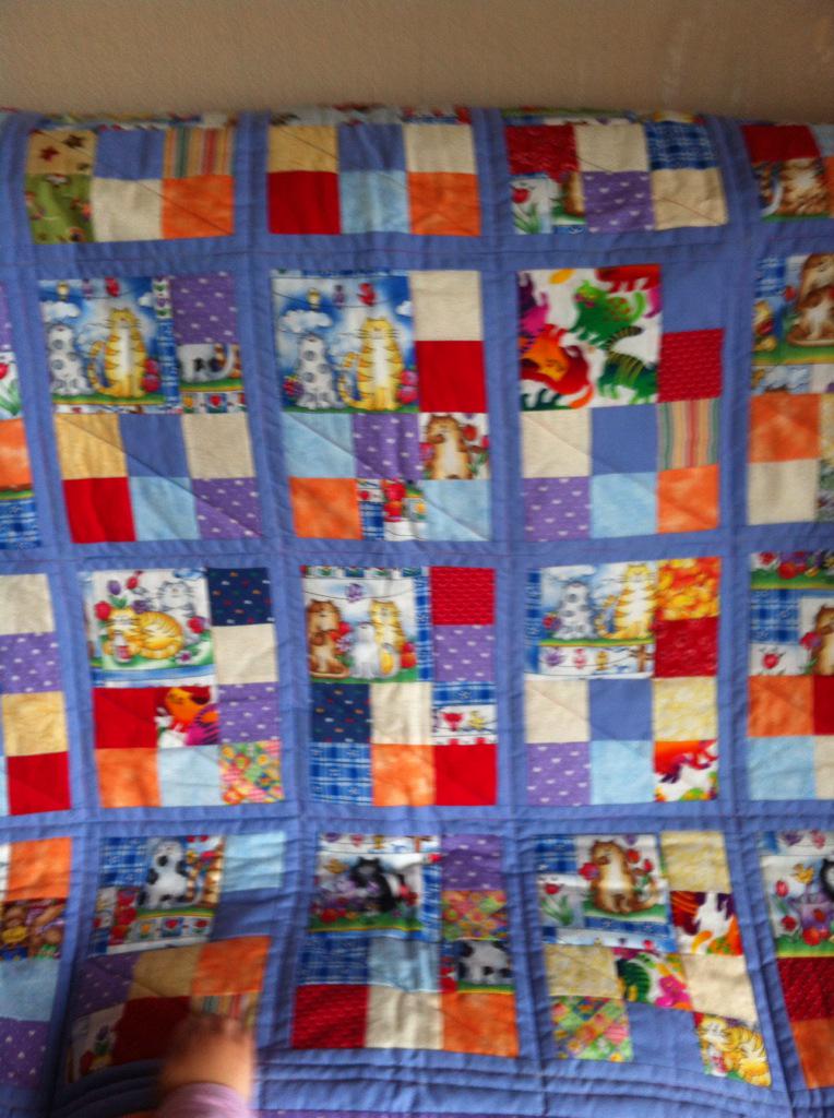 Quilt made by project Linus who make patchwork quilts 4 children who need extra hugs.
Email lynnfairhead@hotmail.com