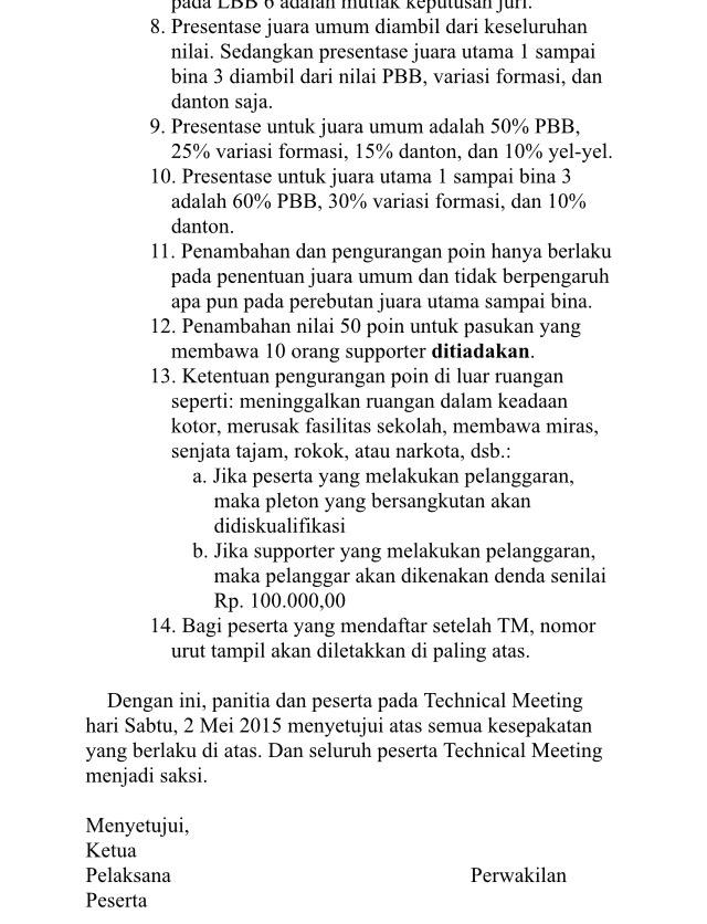 Berikut hasil Technical Meeting pada tgl 02 Mei 2015
