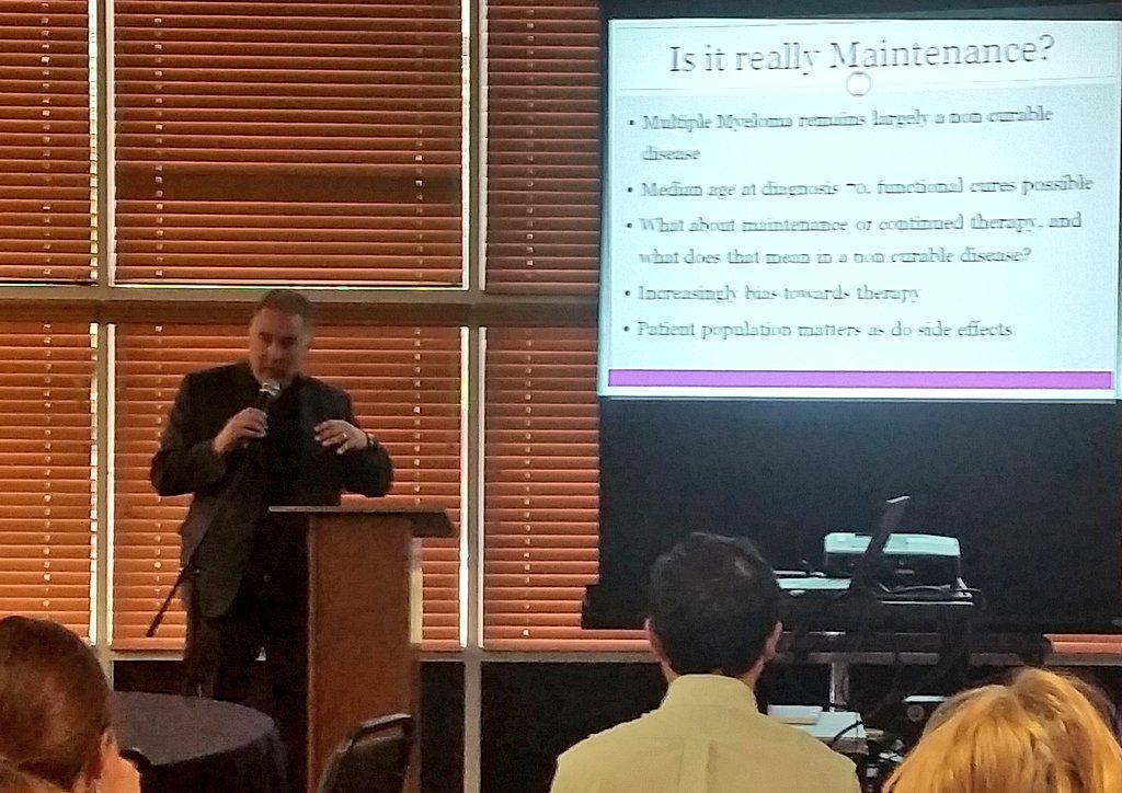 AzBloodCancer's tweet image. Dr. Schriber reviews studies re: induction and maintenance in #Myeloma patients. @PiperCancerCntr