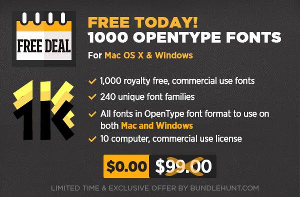 dolody's tweet photo. FREE Today! 1000 OpenType Fonts for Commercial Use! ($99 Value) http://t.co/us7aGHy5Hp http://t.co/vIY90pxCYd