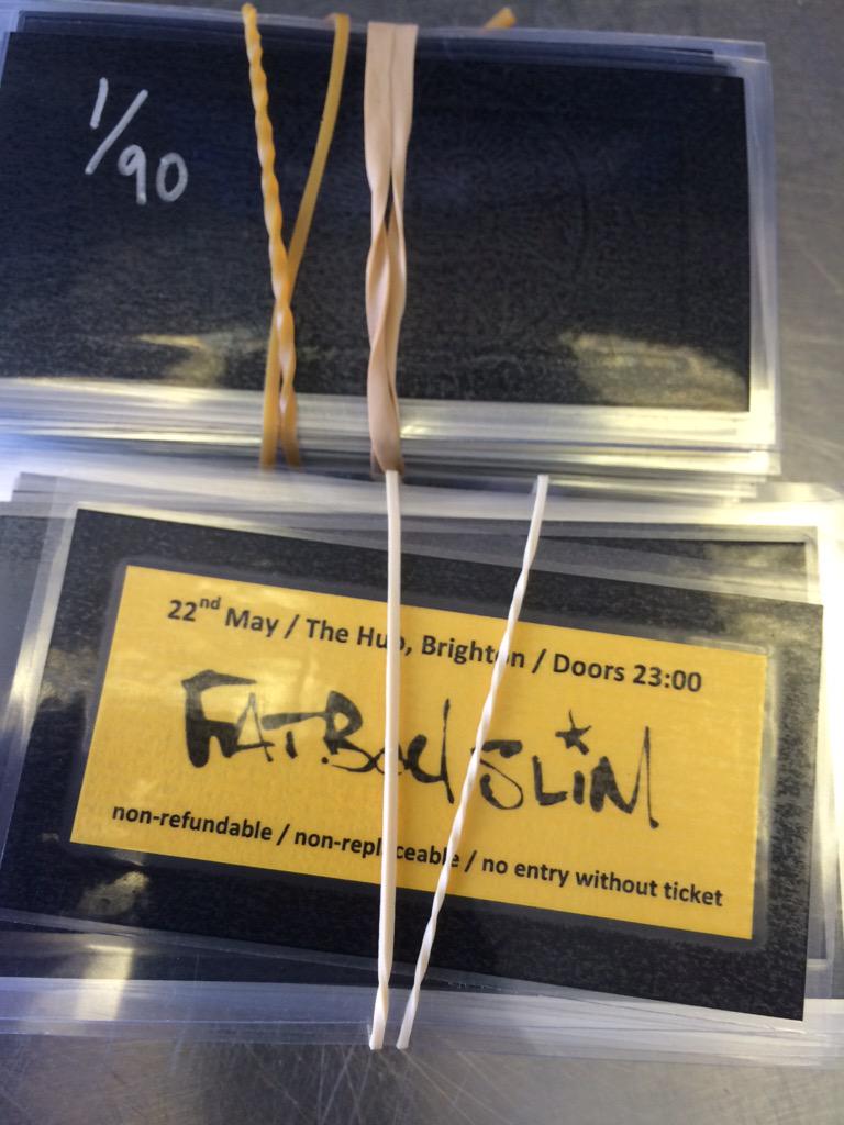 bigbeachcafe's tweet photo. Tickets have arrived! @FatboySlim #exclusivegig #selloutfast #3pmtoday http://t.co/vZAHzeGz9m