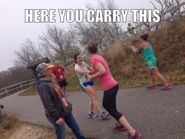 runnerdherd's tweet photo. #RagnarRelayCapeCod Leg 29 - @NessieBessie hands off the 'baton' to @KellyHardebeck http://t.co/IwbLcQLHUi