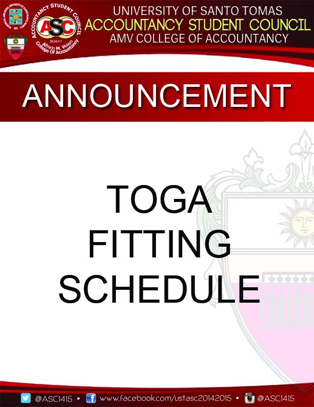 UST_ASC's tweet photo. TAKE HEED GRADUATING STUDENTS!
Toga fitting will be this coming Monday and Tuesday.
#STRENGTH10 http://t.co/M1jDMpeAlx