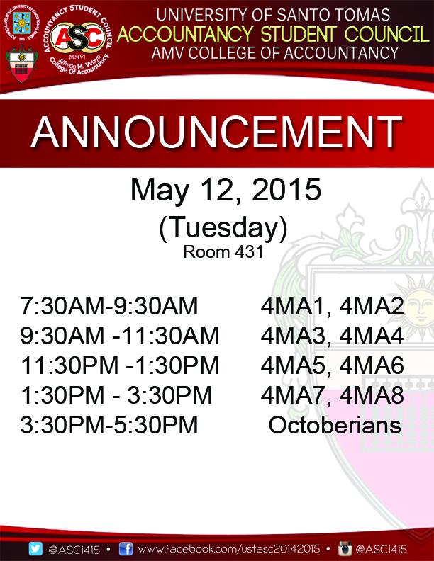 UST_ASC's tweet photo. TAKE HEED GRADUATING STUDENTS!
Toga fitting will be this coming Monday and Tuesday.
#STRENGTH10 http://t.co/M1jDMpeAlx