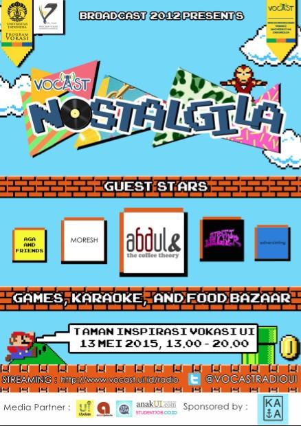 Vocast Radio UI mempersembahkan Vocast Off Air: Nostalgila! Hari rabu 13:00 - 20:00 di taman inspirasi vokasi ui!