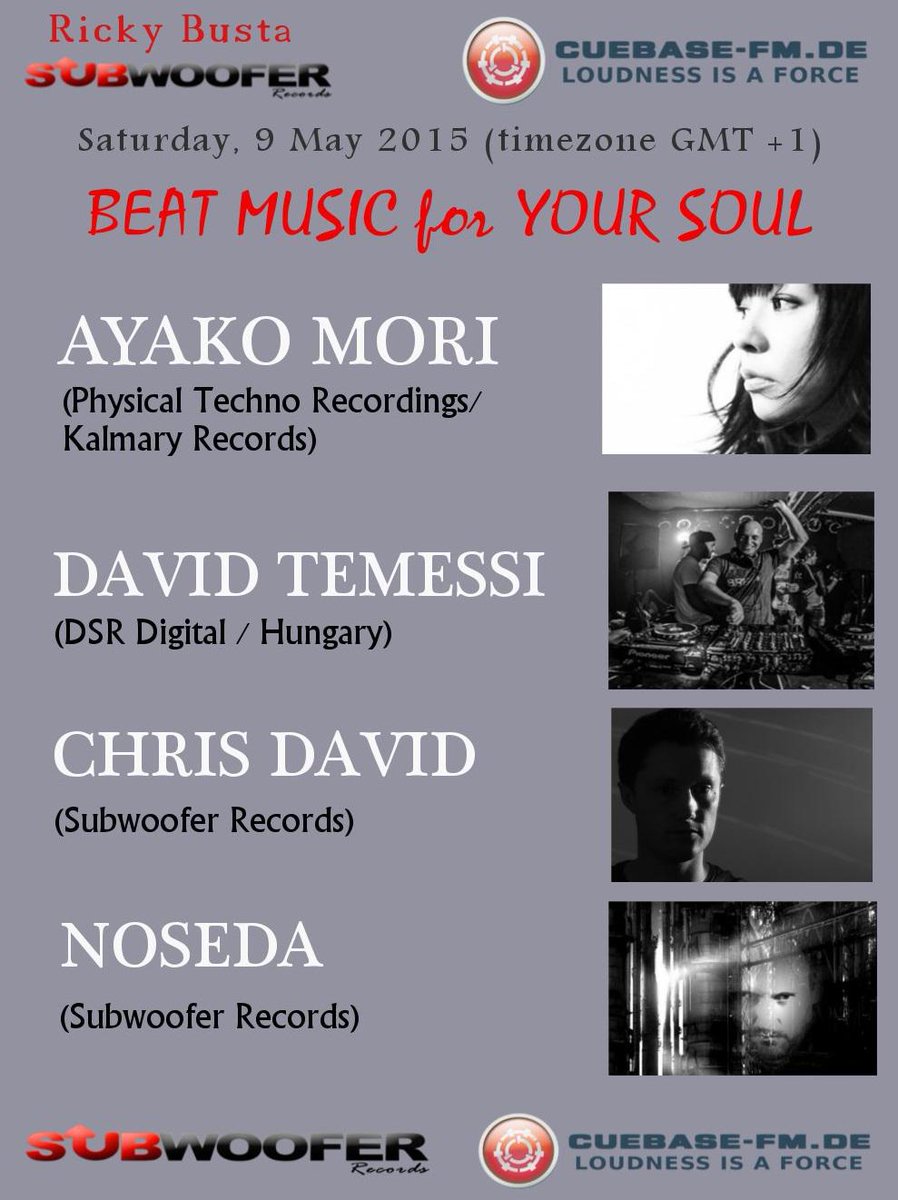 ricky_subwoofer's tweet photo. #today #Techno #Radio #Show #AYAKOMORI #DAVIDTEMESSI #CHRISDAVID #NOSEDA @CUEBASEFM1 http://t.co/1eMnujudFD