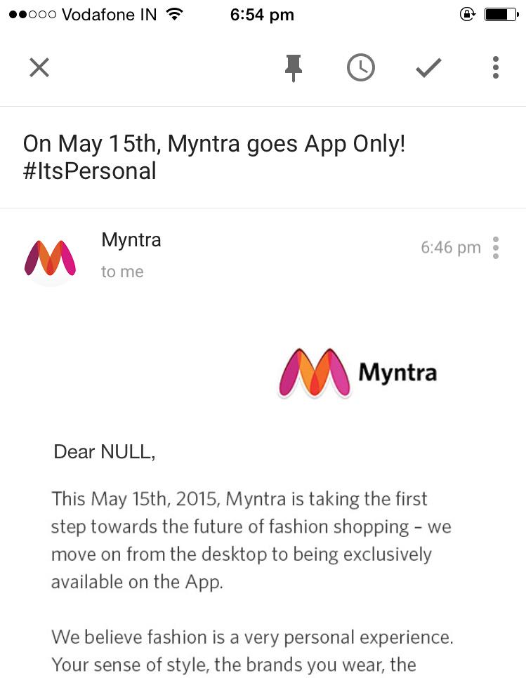 tarunbansal1991's tweet image. @myntra we know you are going app only and #ItsPersonal but why this #nullpointer #exception? @null