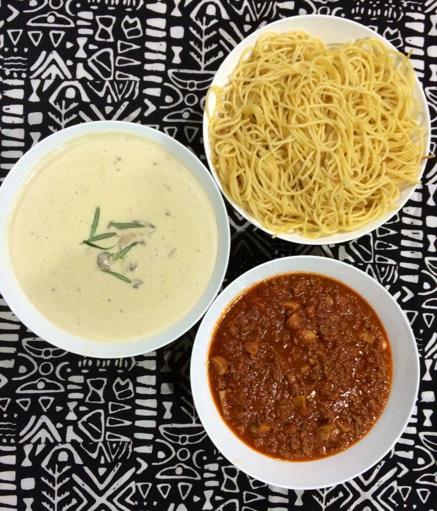 Homemade pasta and creamy mushroom soup for le familiaa :) #weloveyoumommy