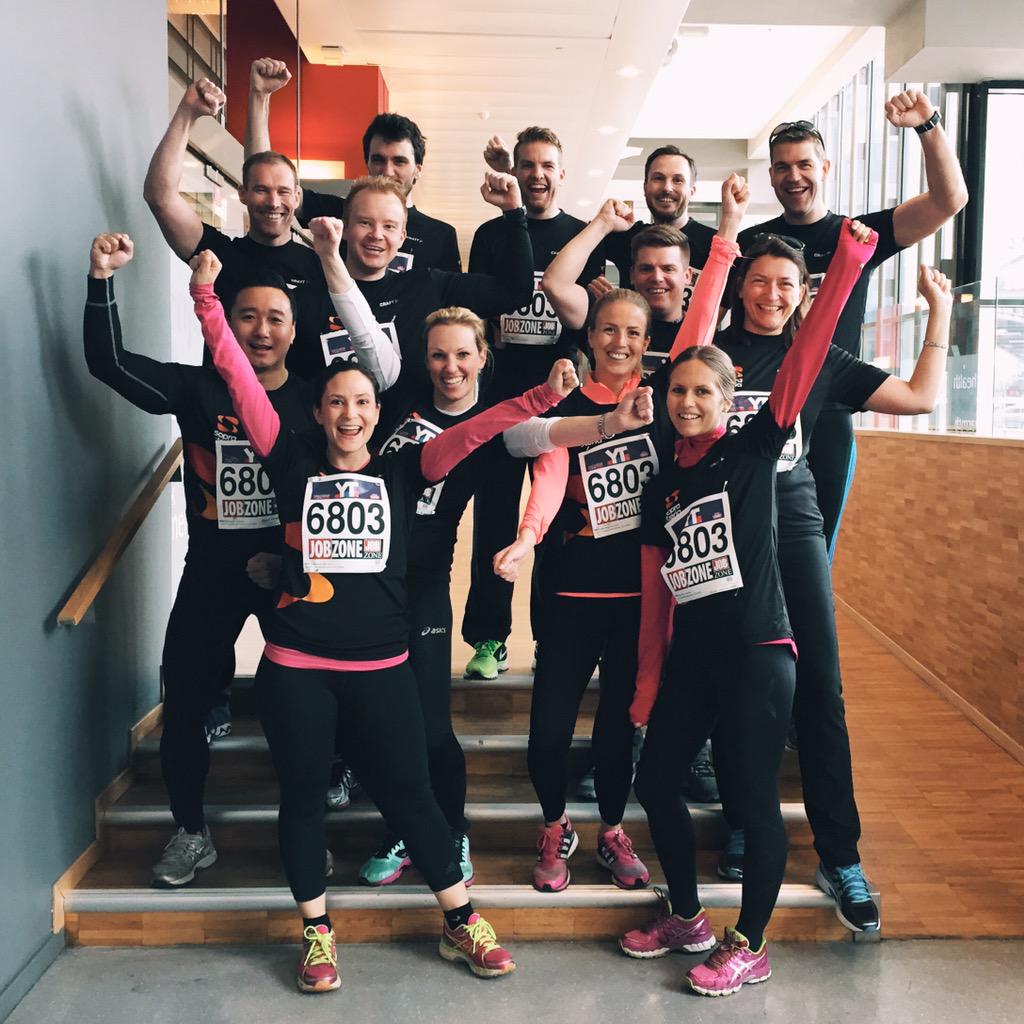 atleronningen's tweet photo. De fleste ser nok kun ryggen til dette spreke laget i dag. Team IMCS i @SopraSteria_no løper #Holmenkollstafetten! http://t.co/p5fxYfk6Ki
