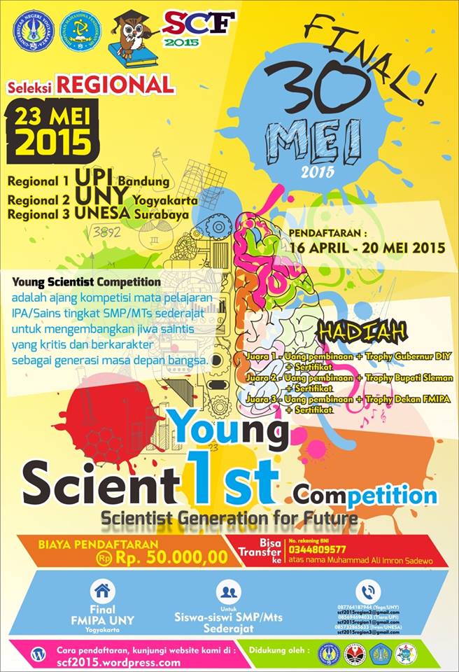 ysc_uny's tweet photo. yuk saintis muda @SMPN18Sby ikut ysc (young science competition) dari hima ipa UNY pndftrn paling lambat 20 mei http://t.co/ztaIVKkSTX