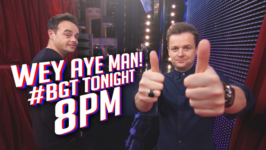 BGT's tweet photo. #BGT is at 8pm tonight on ITV. Excited, @antanddec? http://t.co/1USnQ4nbGG