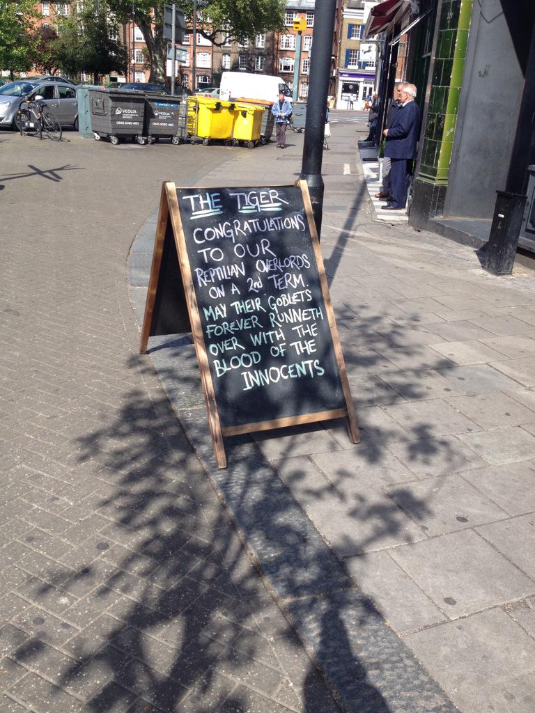 Local pub is getting into the post-election spirit