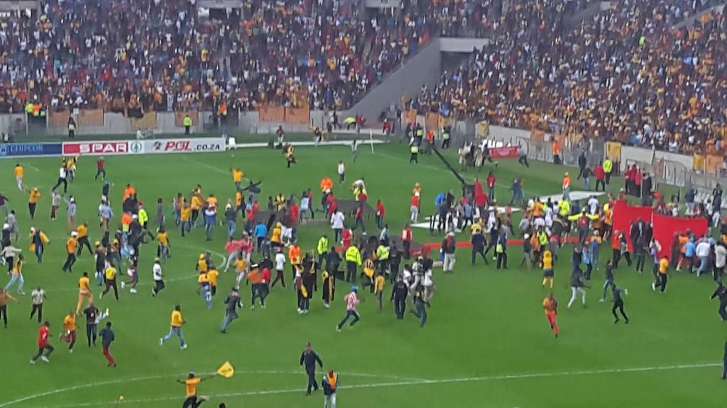 Chiefs fans invade pitch at NMB Stadium after Amakhosi crowned ABSA Premiership Champions.