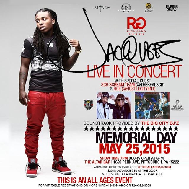 ImagemakersPR's tweet photo. PITTSBURGH DONT MISS RICH GANG'$ @JACQUEES LIVE IN CONCERT MEMORIAL DAY MAY 25TH @ALTARBAR http://t.co/0O8AMI5U4I