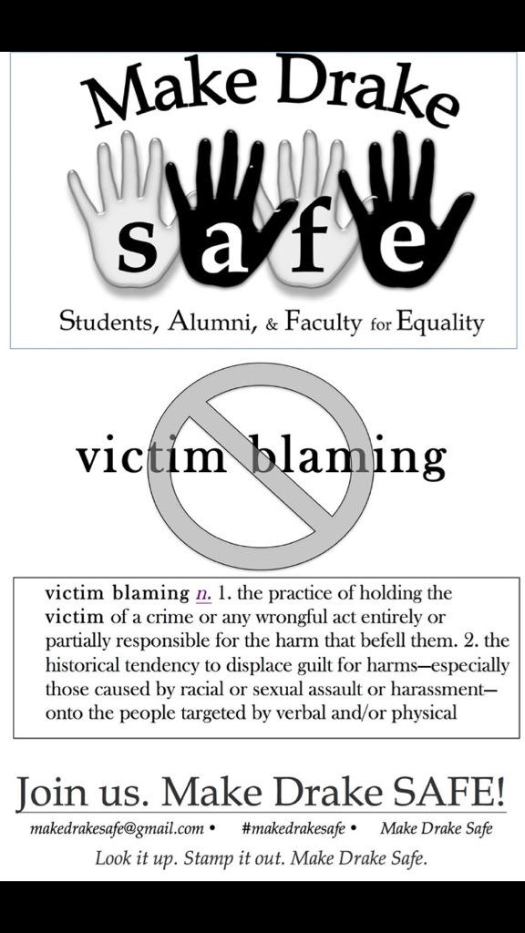SafeMake's tweet image. Blaming the victim is unacceptable. Nobody "asks for" assault or harassment. Blame rapists &amp;amp; racists. #makedrakesafe