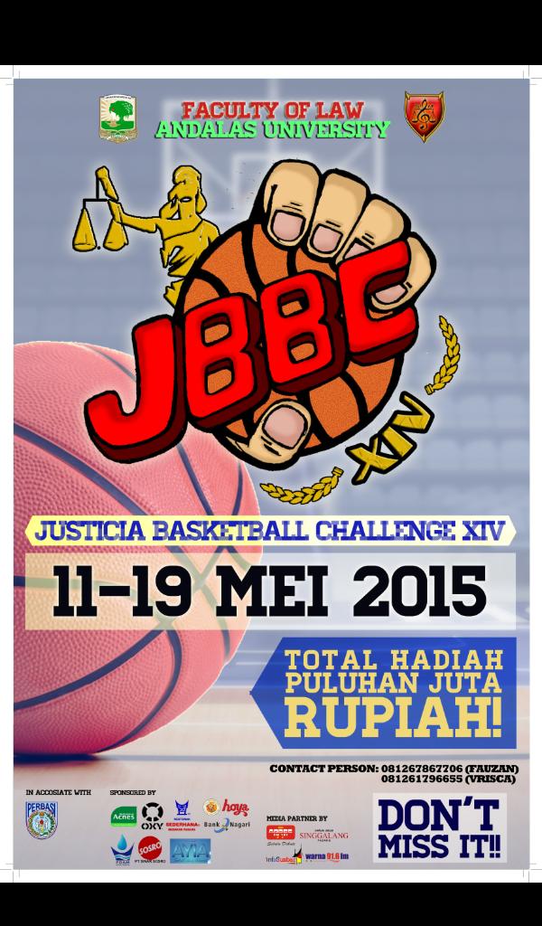 infoSumbar's tweet photo. Pertandingan Basket Terdahsyat di Sumatera JUSTICIA BASKETBALL CHALLENGE XIV 11-19 Mei Lap. Basket FH Unand http://t.co/rhK49kS1SR