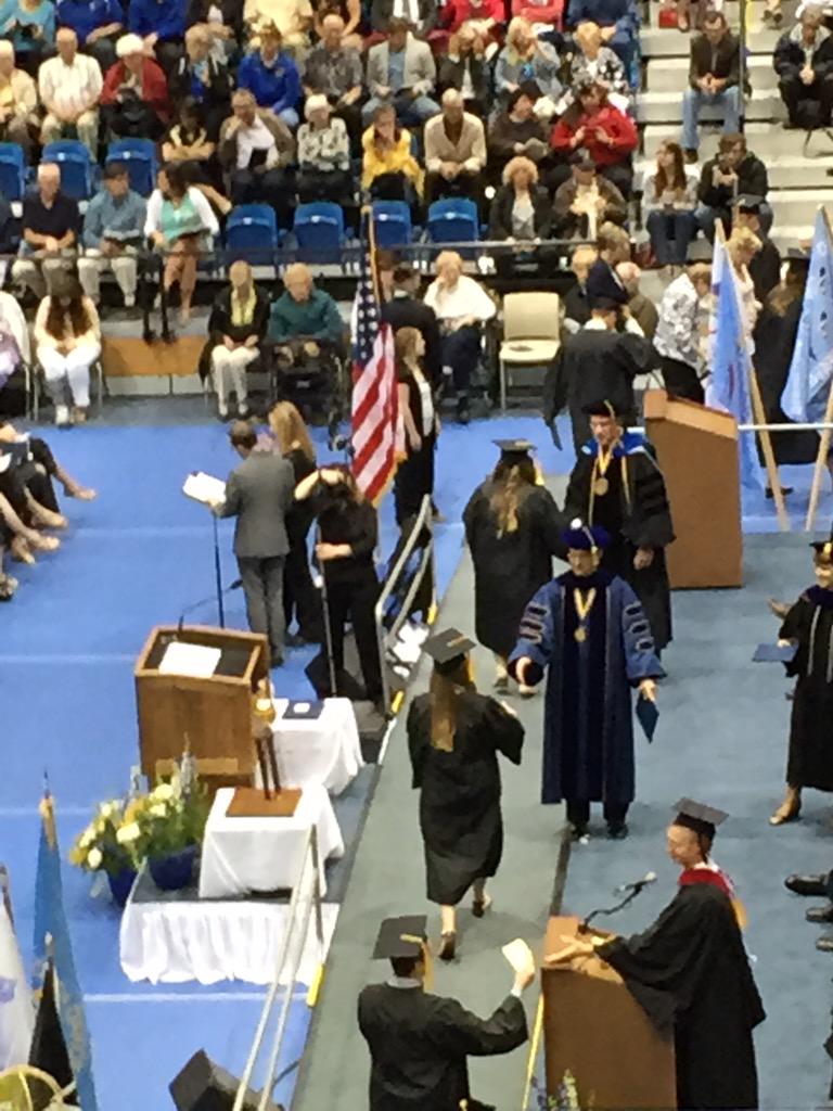 SDStateCAFES's tweet photo. The @SDSUAgBio graduates are crossing the stage in Frost Arena! #sdstate15 http://t.co/cTlSHx7QqM
