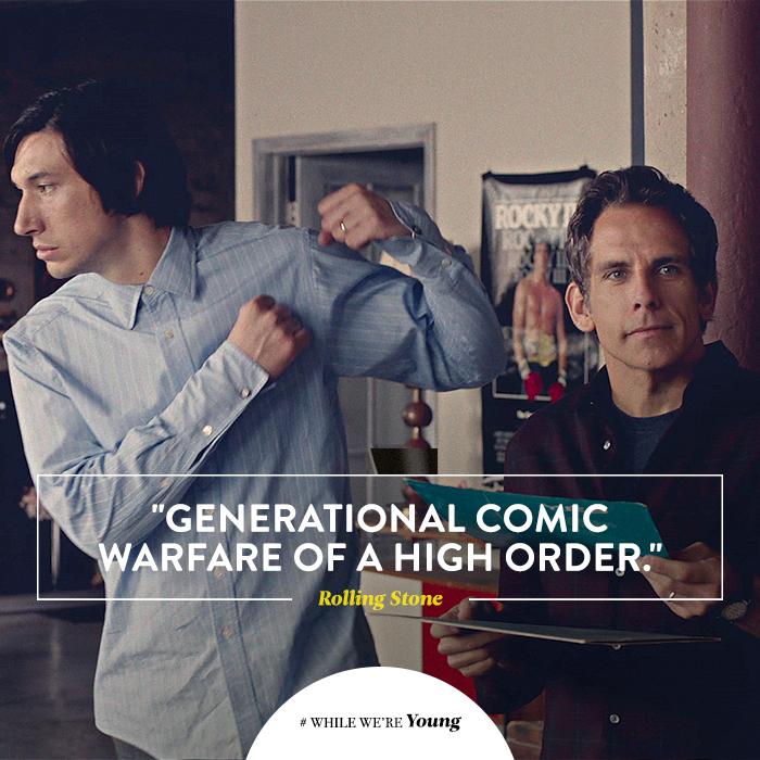.<a href="/RollingStone/">Rolling Stone</a> loves #WhileWereYoung! "A brilliant comedy. Baumbach gets it right."