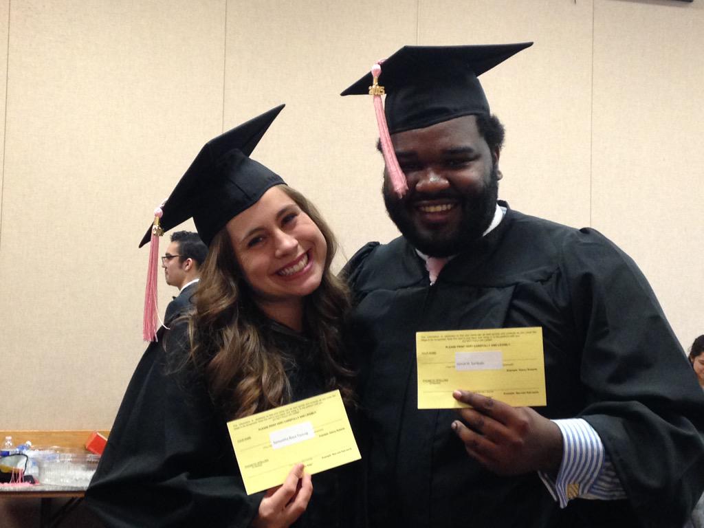NyackSOM's tweet photo. Golden tickets in hand! Samantha and Jamal are ready to walk! #NyackGraduation #NyackSOM http://t.co/pNgf8ffTjR