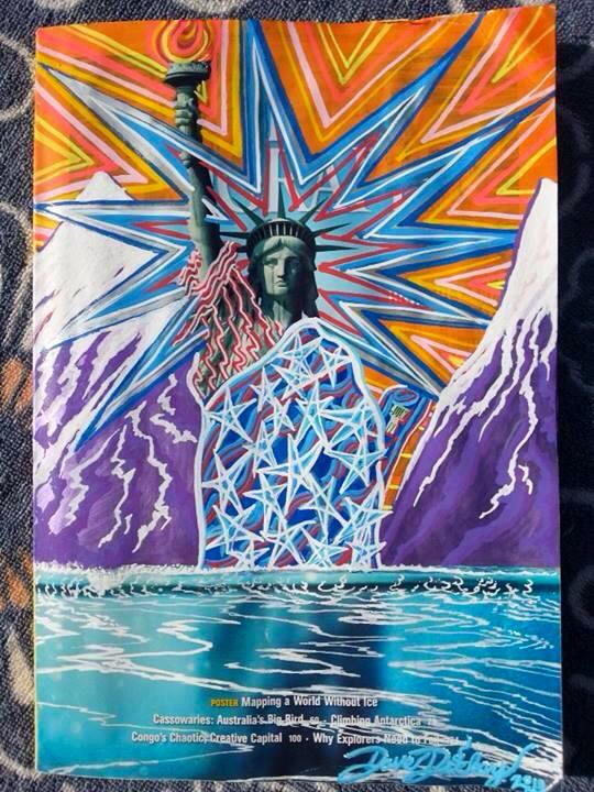 artistdaved's tweet photo. I #painted on the #cover of this #natgeo #magazine about #globalwarming for a #good #friend - #art #paint #liberty http://t.co/TsNxH9ixsJ