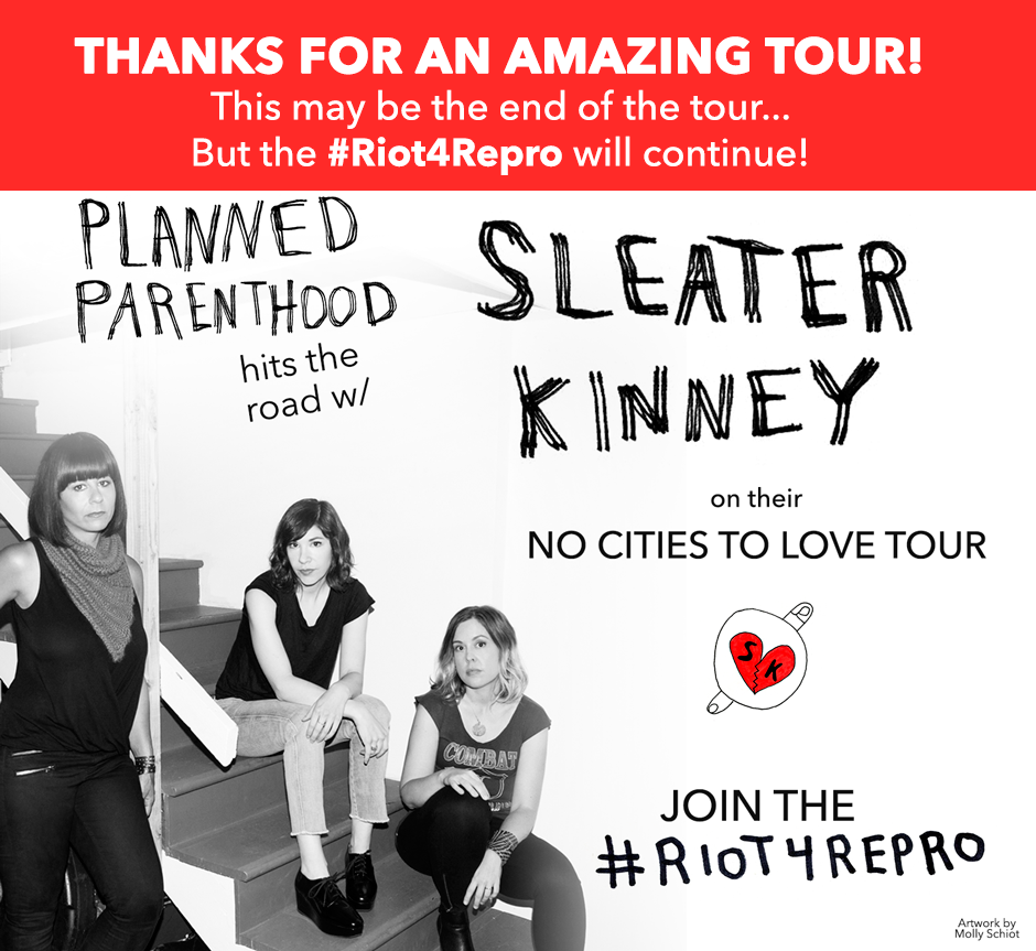 PPact's tweet photo. Rock on, @Sleater_Kinney. We're bummed your tour is over, but the #riot4repro stays strong! โค๏ธ โค๏ธ โค๏ธ โค๏ธ โค๏ธ โค๏ธ โค๏ธ โค๏ธ http://t.co/GBqKmhUs4Z