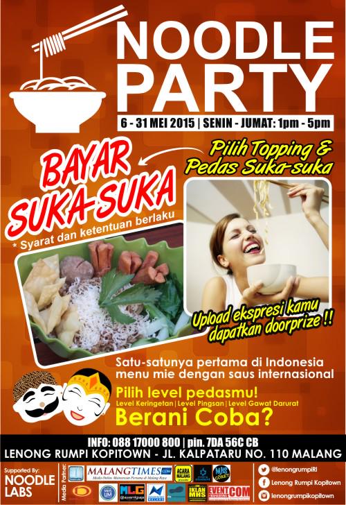 IklanMahasiswa's tweet photo. NOODLE PARTY | 6 - 31 Mei 2015 | Pilih topping suka-suka bayar suka-suka  Cp:> 08817000800 @lenongrumpiRI http://t.co/0k1PEUVCCs