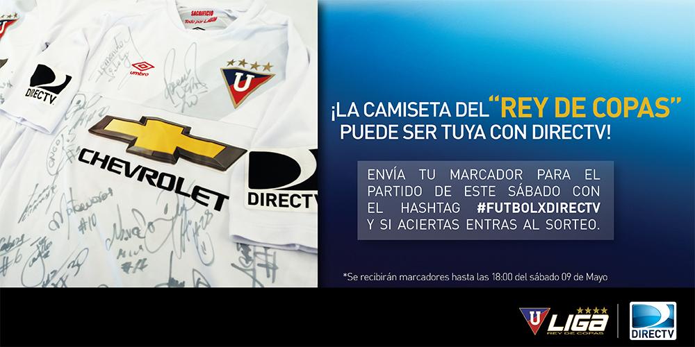 DSportsEC's tweet photo. ¿Quieres la camiseta de @LDU_Oficial? Haz RETWEET de esta imagen y envía tu marcador usando el HT #FutbolxDIRECTV http://t.co/xnY1UqxzK1