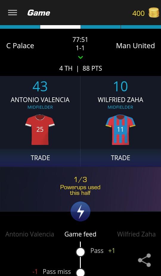Just used my Double Up on Wilfried Zaha on @ultimatefanlive for #cpfc vs #mufc bit.ly/11OfBIG