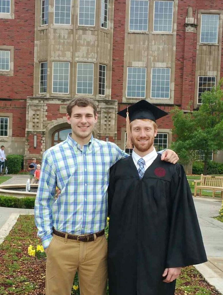 CJerman21's tweet photo. College graduation today with @TrentJerman. Proud of you bud, good luck with bigger and better things ahead. http://t.co/TfUBVUD9wR