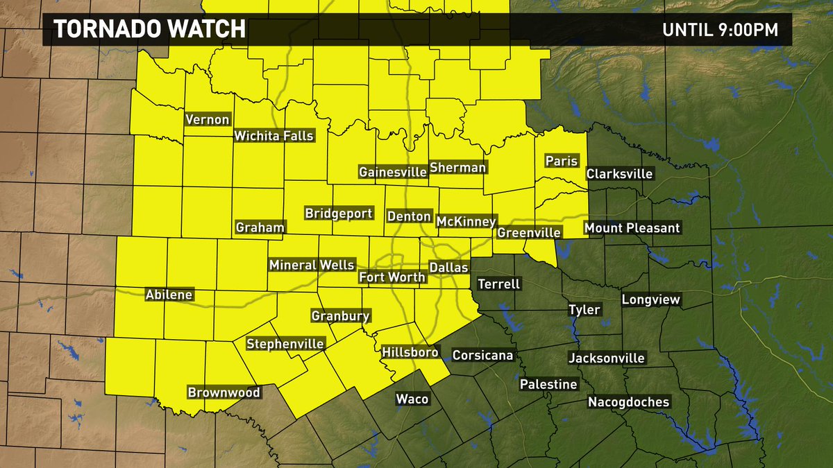 Tornado Watch posted for most of North Texas including Denton, Collin