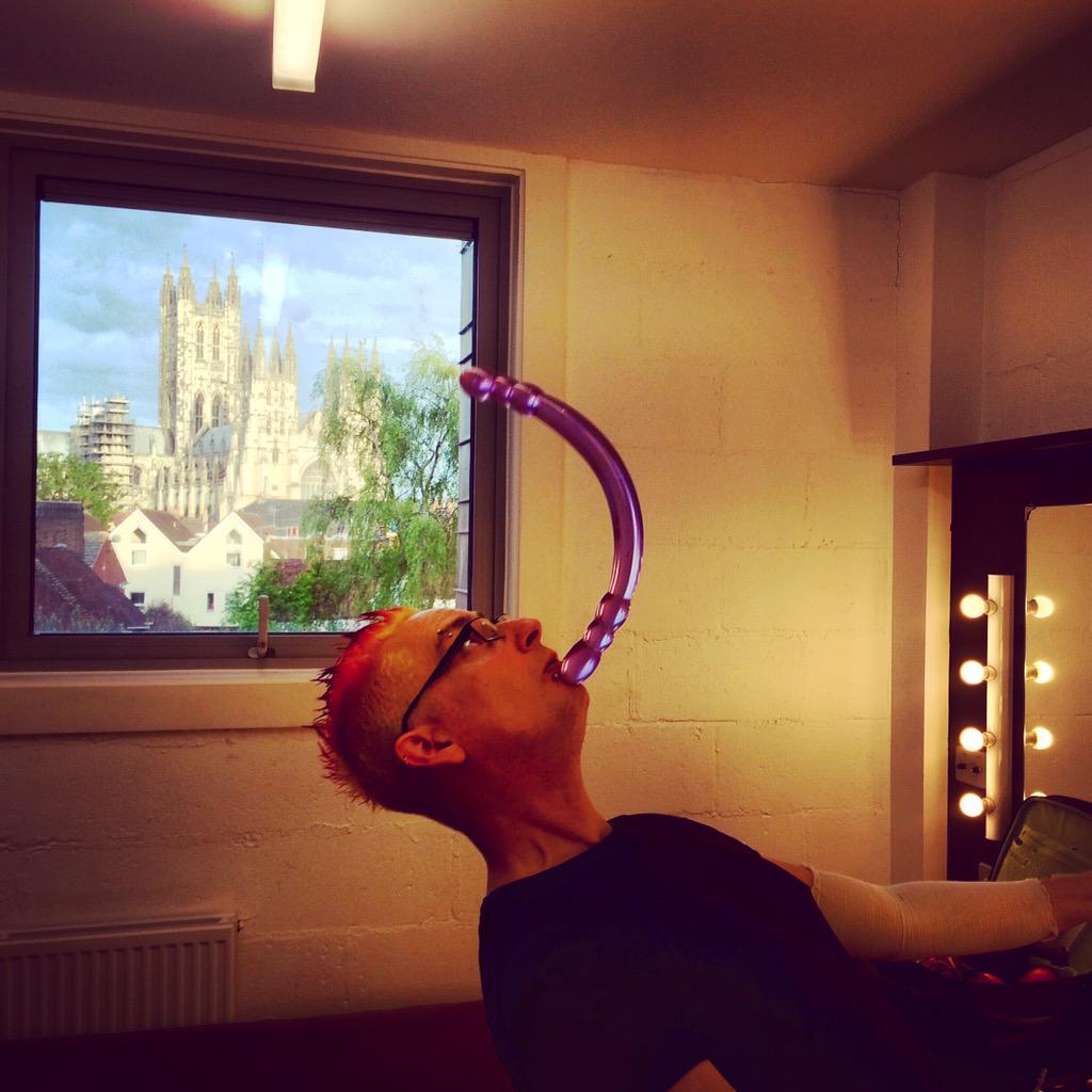lloydhollett's tweet photo. I don't know what's more disturbing... What he's balancing on his chin or the house of God behind him? http://t.co/bxLlr5ngwX