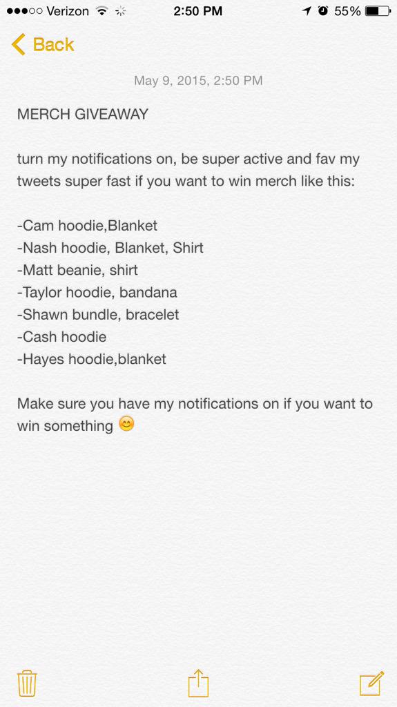andrewwblue's tweet photo. this is the merch I'm giving away tonight but you also have to follow the directions to win 😊 http://t.co/QaK63pHDpU