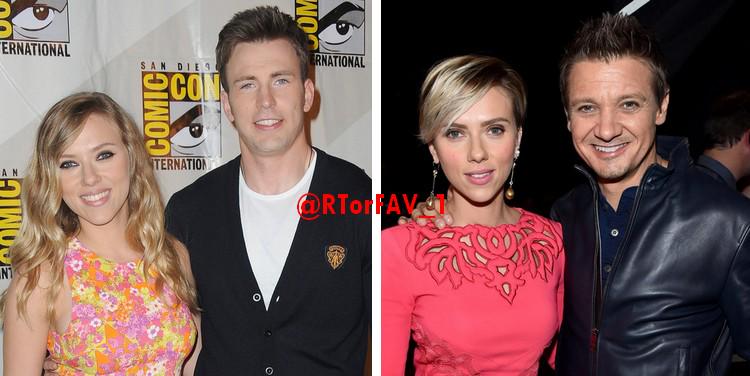 RTorFAV_1's tweet photo. REQUESTED 
RT for Chris Evans &amp; Scarlett Johansson 
FAV for Jeremy Renner &amp; Scarlett Johansson http://t.co/HSBakV1Dx2