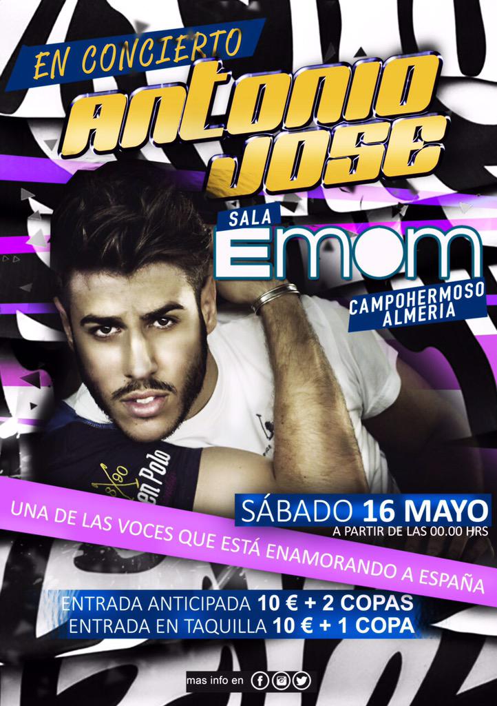 SalaEmom's tweet photo. ANTONIO JOSÉ EN CONCIERTO EN @SalaEmom !!!!este sábado 16 de mayo lo tendremos en directo para todos vosotros !!! http://t.co/rcXzPQm5uS