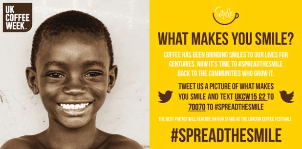 UKCoffeeWeek's tweet photo. Join us by supporting @projectwaterf and bringing clean water to coffee growing communities! #SpreadTheSmile http://t.co/IS9hoZTB60