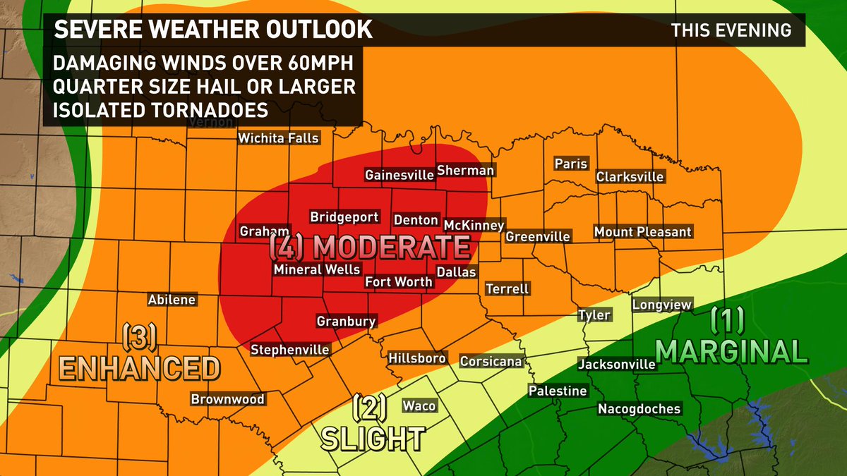 SPC has upgraded DFW to Moderate Risk - 4 out of 5 on scale. Storms ...