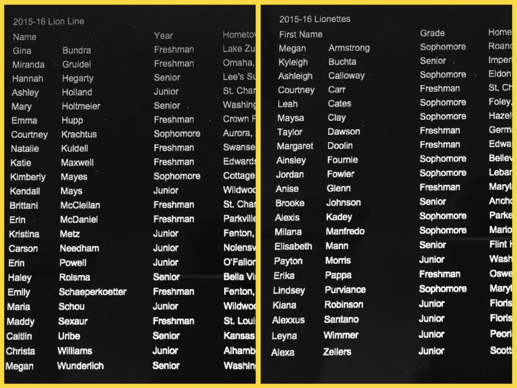 LULionLineDance's tweet photo. Congratulations to the 2015-2016 Lion Line &amp; Lionettes! http://t.co/QCnz6y1MLB