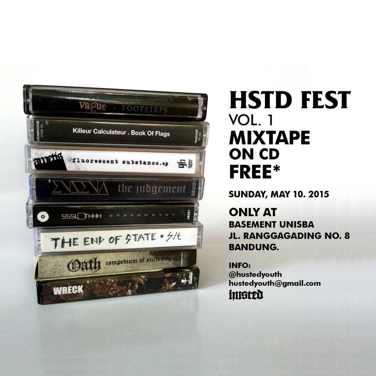 Yo! hari ini HSTD FEST VOL.1 di Basement UNISBA. Pastikan untuk datang cepat waktu karena ada 50 cd mixtape gratis!