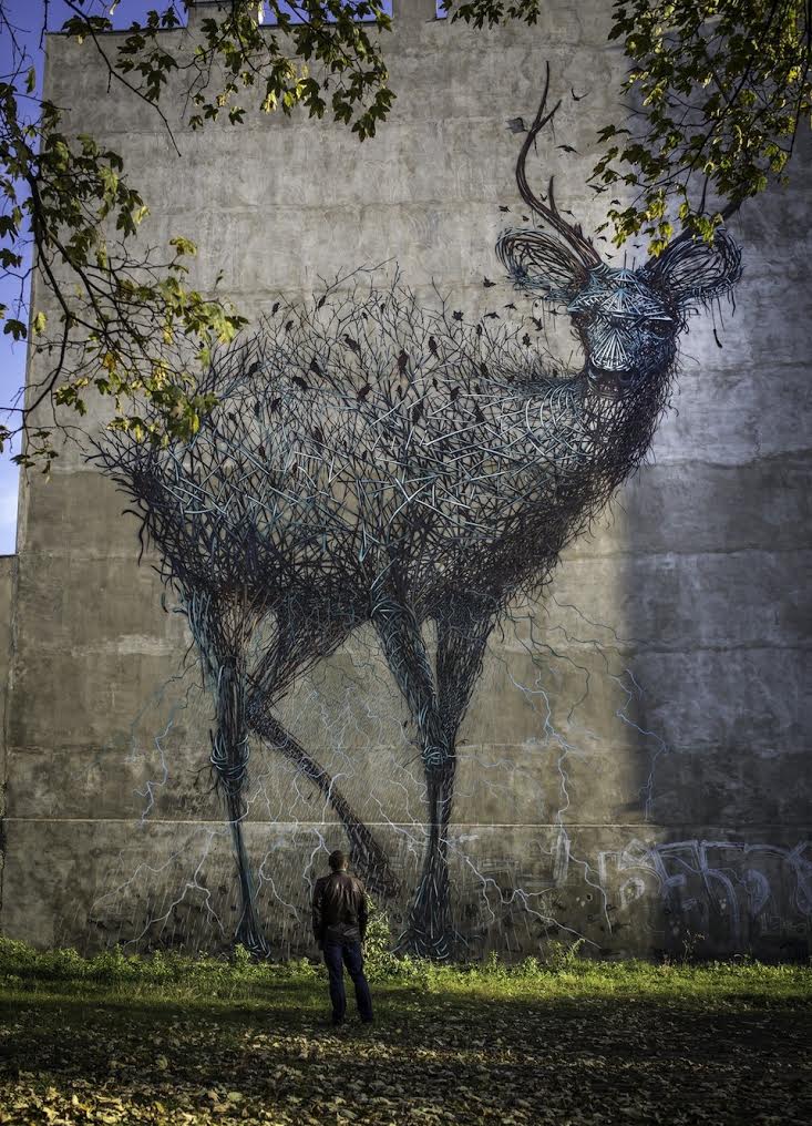 Deer by DALeast in Lodz, Poland